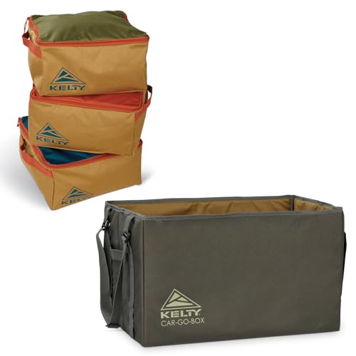 Image of Kelty CARGO Box - Camping, Tailgating, Travel Organization Kit, Large Structured Tote + 3 Individual Pods Storage for Trucks, Vans, SUVs Cars - Color Coded Packing Cubes, Rugged + Water Resistant 45L