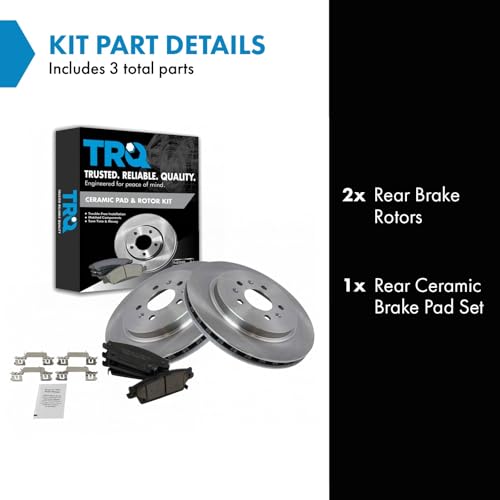 Image of TRQ Rear Brake Pad and Rotor Set Ceramic Vented Rotors