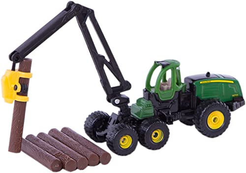 Design stabile e robusto grazie alla carrozzeria in metallo, Funzionali ruote in gomma, Gru girevole e oscillante, Con 1 tronco d'albero incluso, Pinza per il trasporto di tronchi d'albero