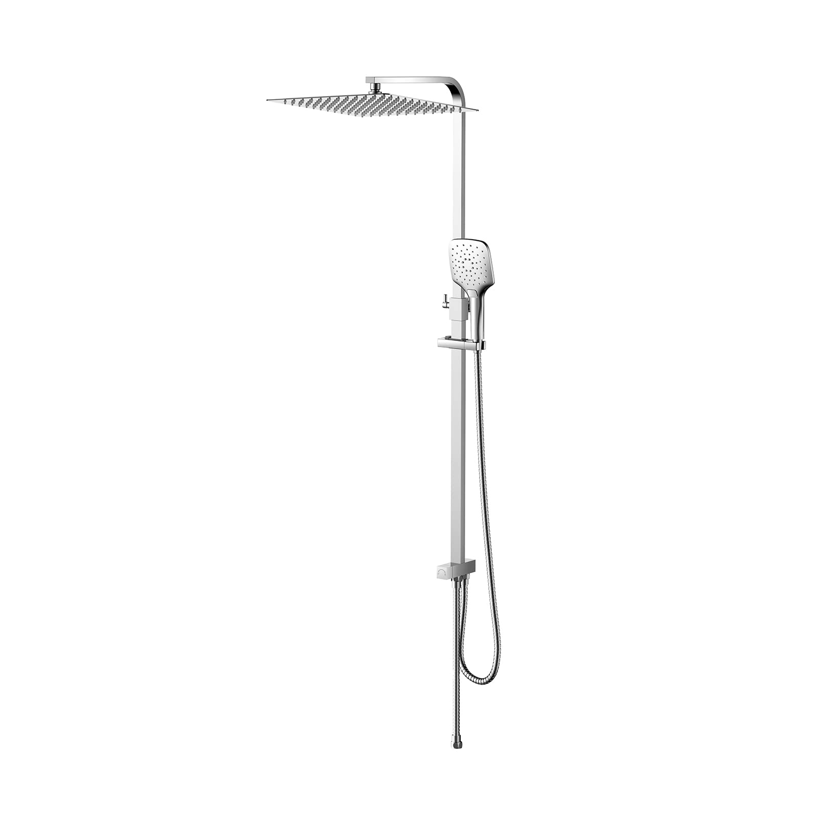 KOMIRO Duschsystem ohne Armatur, Regendusche Ohne Armatur,Duschset mit Duschkopf 30x30cm, Handbrause mit 3 Strahlarten, Edelstahl Duschstange Höhenverstellbar,Quadrat