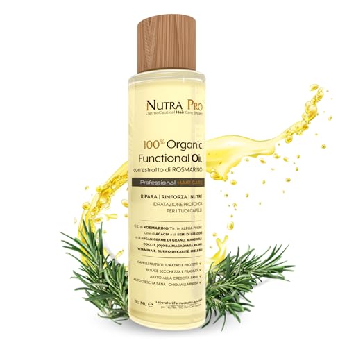 Olio di Rosmarino per Capelli 100% Naturale 110ml - Nutre, Rinforza e Idrata - con Olio di Jojoba, Ricino e Germe di Grano - Stimola la Crescita per Capelli Più Forti e Luminosi