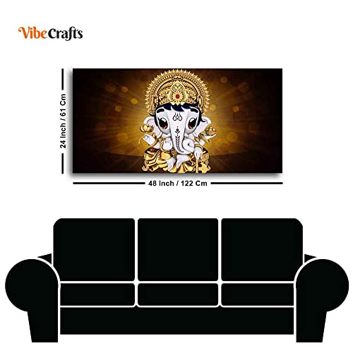 Image of VIBECRAFTS Canvas Paintings for Living Room Drawing Room Little Ganesha Canvas Wall Painting Fitted With Wooden Frame For Home | Office | Living Room | Gift (PTVCH 2497)