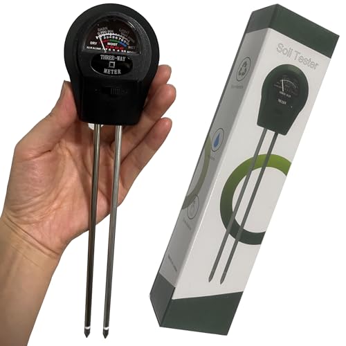 Soil Probe All-in-One pH/Moisture/Light Tester Digital Plant Care Soil Meter for Garden, Lawn, Farm, Indoor & Outdoor Use Promotes Healthy Plant Growth (Green ST-01) (Black)