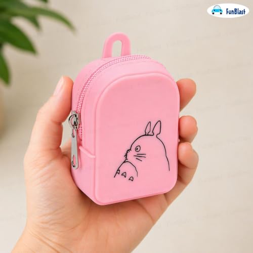 Image of FunBlast Cute Cat Shape Silicone Coin Purse for Kids & Adults - Mini Pouch for Coins, Earphones, Keys & Small Essentials, Aesthetic Pouches for Girls & Women - 12 X 9.5 X 3 Cm (Cat-Pink)