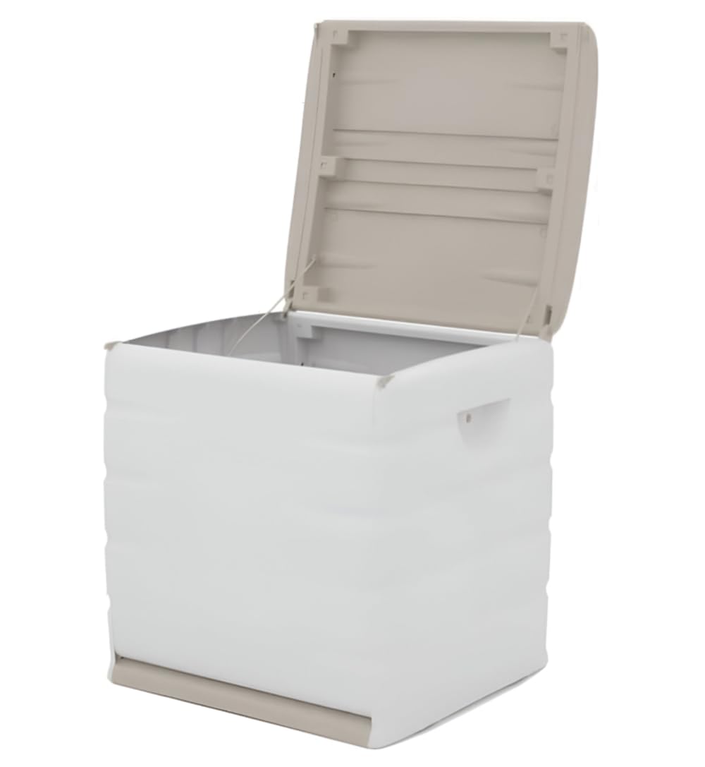 Recamania Baúl almacenaje de plástico con Tapa abatible y Asas, Color Beige, Medidas: 60x61x53 cm, 190 litros