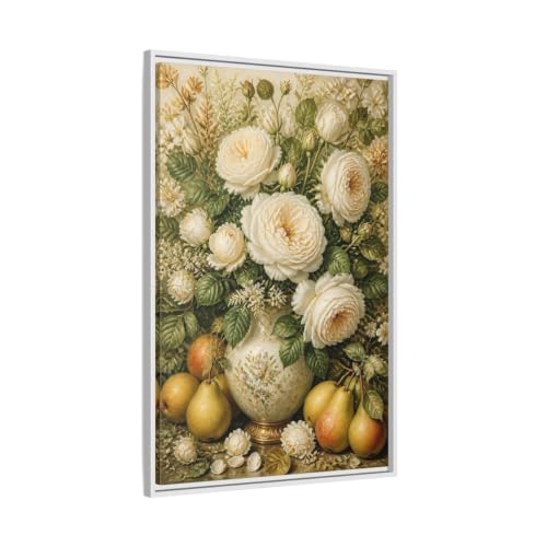 Tableau roses blanches 60x90 cm pour sublimer le mur au-dessus du canapé de votre salon