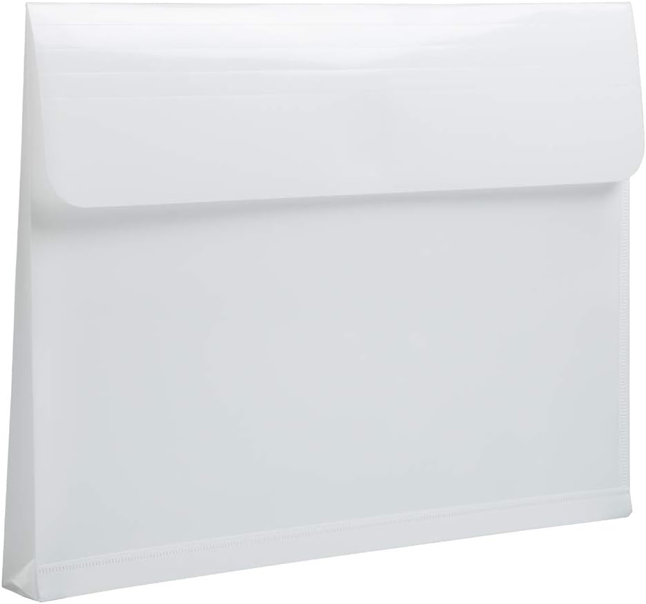 JAM PAPER Plastic Expansion Envelopes with Hook & Loop Closure - Letter Booklet - 9 3/4 x 13 with 1 Inch Expansion - White - 12/Pack