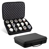 xozeooeu Watch Storage Case, 15 Slot Hard Travel Wristwatches Box with Soft Protective Pillows, Black Organizer Display Holder for Men Women, Fits up to 60mm