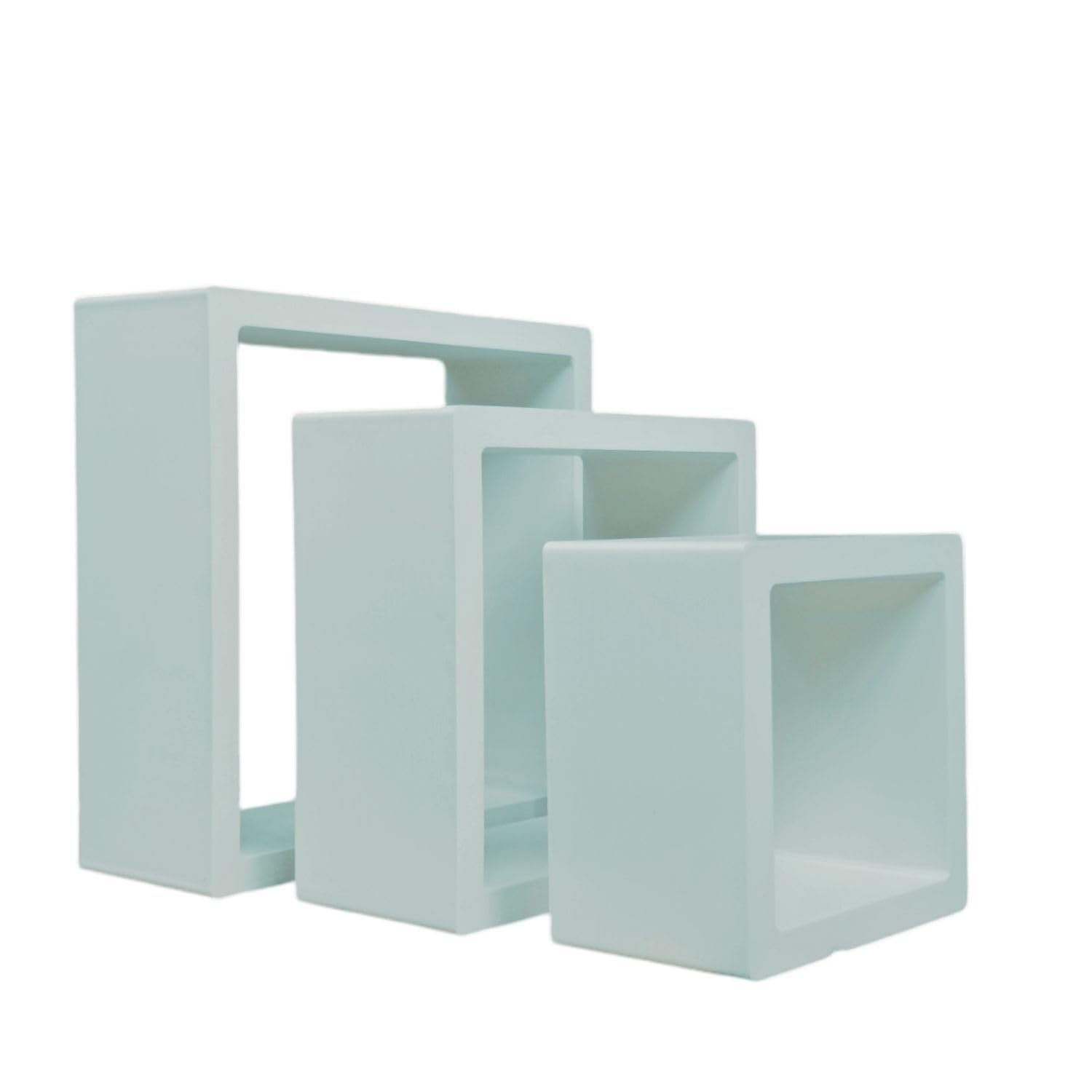 Set de 3 Estantes Flotantes Cuadrados para Pared | Estilo Minimalista y Moderno | Decoración Hogar | Ideal para Salón y Dormitorios | Instalación Fácil y Versátil (Mint)