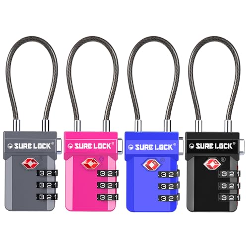 SURE LOCK TSA Compatible Travel Luggage Locks, Inspection Indicator, Easy Read Dials (ALL COLORS)