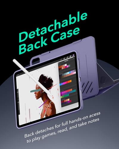 Image of ESR for iPad Air 11 Inch Case M4 /M3 /M2 (2026 /2025 /2024), iPad Air 5th /4th Gen Case (2022 /2020) 10.9 Inch, Removable Magnetic Cover, Adjustable Portrait /Landscape Stand, 9 Standing Angles, Purple