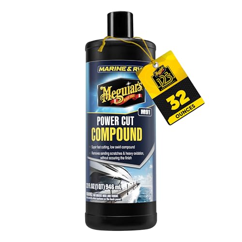 Meguiar's Marine/RV Power Cut Compound M9132, Low-Swirl RV and Marine Buffing Compound Removes Scratches and Oxidation Without Scouring, Fast-Cutting Formulation for Fiberglass and Gel Coats, 32 Oz
