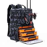 WILDYEE Angelrucksack mit Rutenhalter & Kühlfach, 3-Trageweisen Angeltasche