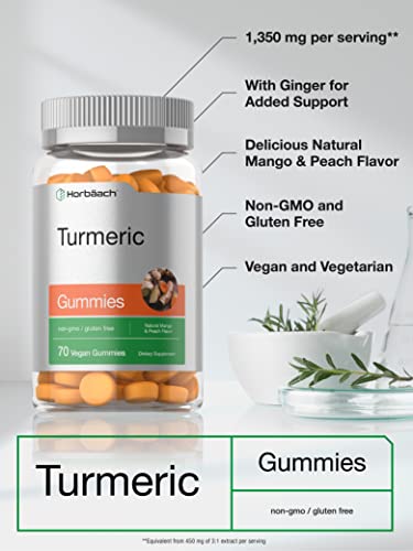 Horbäach CL15553 Turmeric Gummies | 70 Count | Mango & Peach Flavor | Turmeric Curcumin With Ginger | Vegan Non-Gmo & Gluten Free Supplement thumb #2