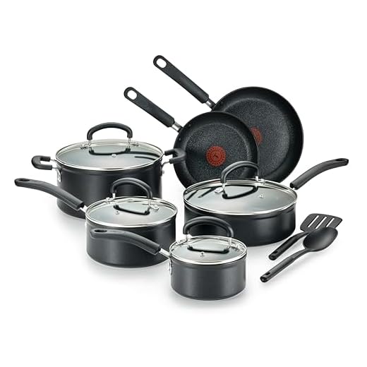 T-fal C561SC Titanium Advanced Nonstick Thermo-Spot Heat Indicator Dishwasher Safe Cookware Set, 12-Piece, Black