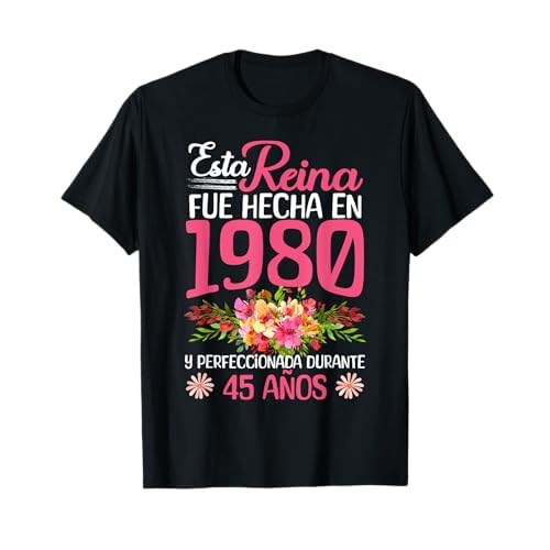 45 Años Regalo de Cumpleaños Mujer Hecha En 1980 45 Años Camiseta