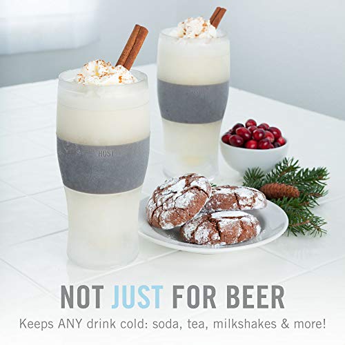 image for Host FREEZE Beer Glasses, Frozen Beer Mugs, Freezable Pint Glass Set, 