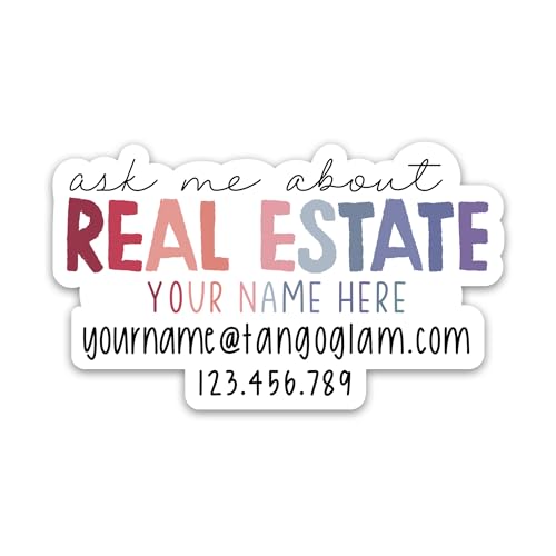 Personalized Real Estate Agent Sticker, Vinyl Waterproof Ask Me About Real Estate Sticker for Realtor, Custom Business Name Realtor Stickers for Laptop Water Bottle Notebook