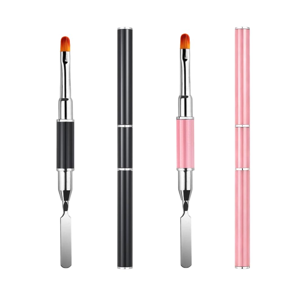 Dual-ended Nail Art Penna, 2 Pcs Pennello Gel Unghie Ricostruzione, 2 in 1 Nail Art Brush Dual Ended, Unghie Dual End Pennello in Gel, Strumento Per Manicure Fai Da Te