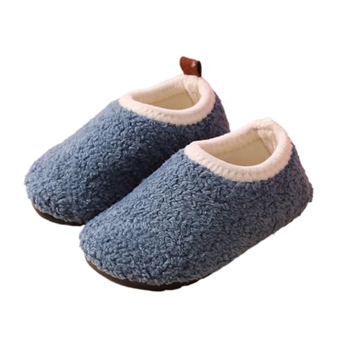 Kids Platform Slippers Fashion ??? Fleece Lined Boots for Girl Boy Indoor House Non-slip (Blue, 9.5 Little Child)