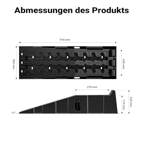 XPOtool Auffahrrampen bis 5t aus Kunststoff 2 Stück Stabile Autorampen für schwerere Fahrzeuge Pkw Auto Kfz Rampe