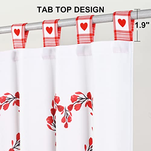 Framics Red Buffalo Plaid Curtains For Living Room Tab Top Curtains Light Filtering Privacy Added Window Drapes Heart Window Treatment Curtains 63 Inches Length 2 Panels For Bedroom #TOP4