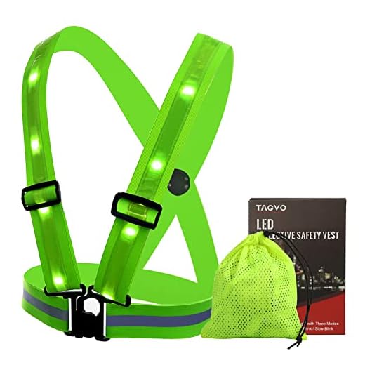TAGVO LED Reflective Vest, 3 Modes USB Rechargeable LED Light & Reflective Stripes - 360 Degree High Visibility Night Safety Vest, Adjustable Size Universal