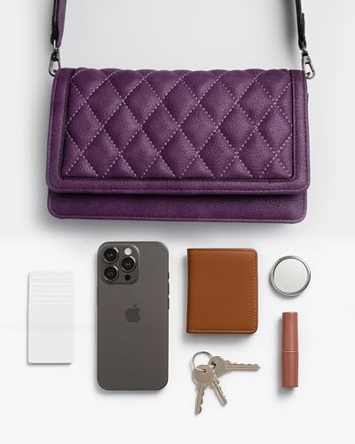 Image of Alldaily Quilted Small Crossbody Bag for Women, Wallet Purse with Card Slots & Phone Holder