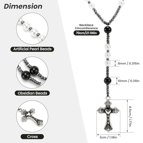 Pearl Rosary,Pearl Cross Necklace for Women,Artificial Pearl Necklace,Rosarios Catolicos,Long Cross Rosary Necklace3