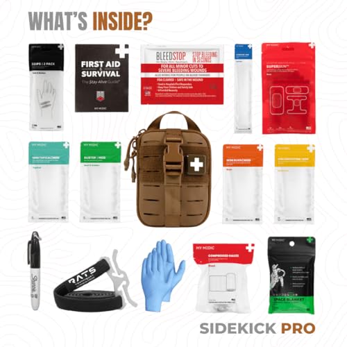 Image of My Medic Sidekick Pro - Camping Hiking and Backpacking First Aid Kit - 70 Items with Tourniquet - HSA and FSA Eligible - Small Ifak Great for Travel or Motorcycle - Portable Emergency Kit - Coyote