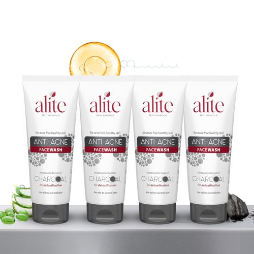 Image of Alite Anti-Acne Face Wash with Black Charcoal Beads | Acne Prevention & Detoxification | Dermatologically Tested (100 g (Pack of 4))