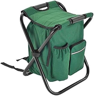 HJG Taburete Plegable Silla Mochila con un Bolso más Fresco, la Caza Que acampa de Asiento sillas de Playa Mochila para Pesca, Camping, Senderismo, Soporta 225 Libras,Verde