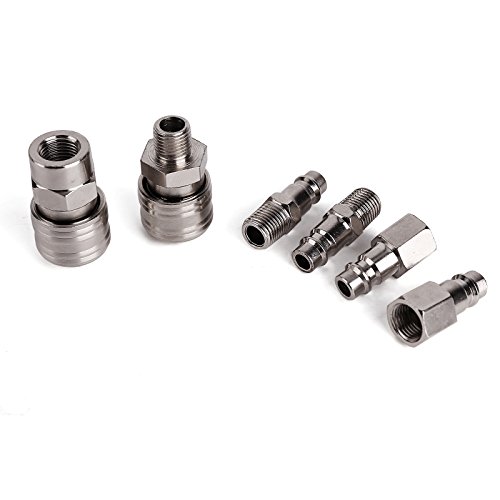 CLE DE TOUS - Set de 6pcs Boquilla Conector de Liberación Rápida de Manguera Pistola para Compresores de Aire Conexión de BSP 1/4