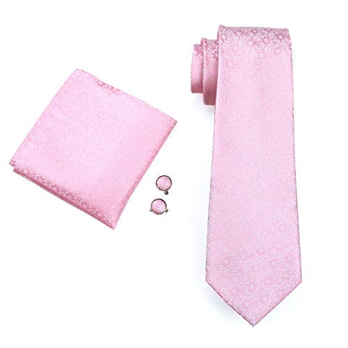 Cravate rose jacquard anti-plis en soie naturelle avec accessoires assortis homme