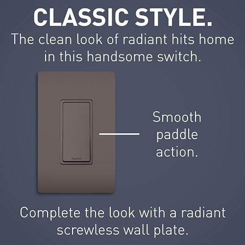 Image of Legrand radiant TM873CC10 15 Amp Rocker Wall Switch, 3-Way Decorator Light Switches, Brown (1 Count)