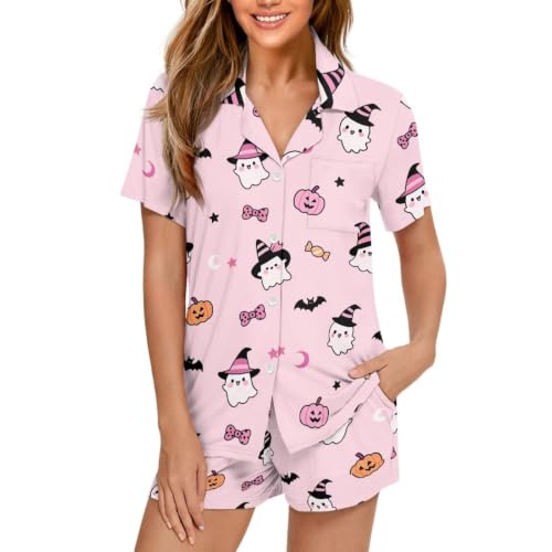 Image of Women's Short Sleeve Sleepwear Pajamas Nightwear with Pockets