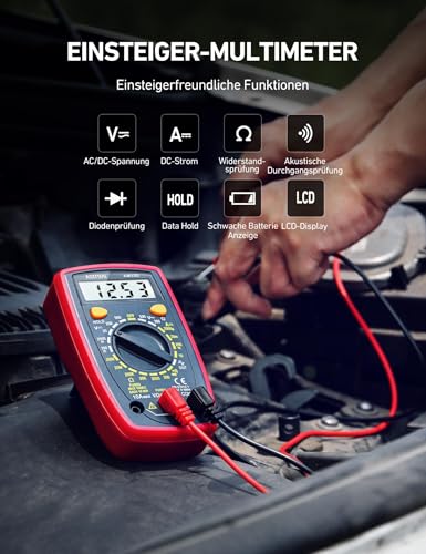 AstroAI Digital Multimeter voltmeter strommessgerät Tester Messung von AC/DC Spannung, DC Strom...