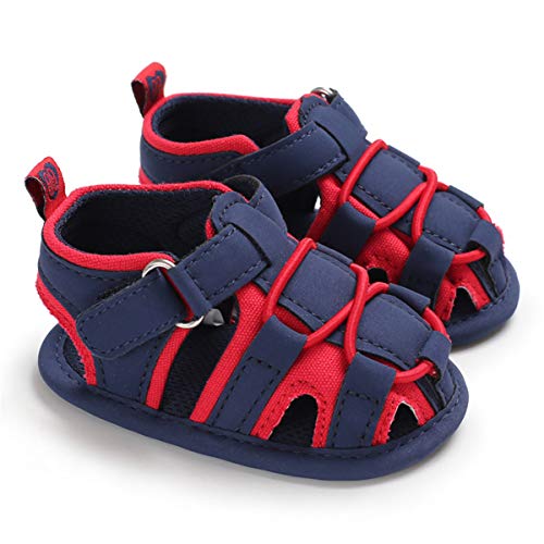 CENCIRILY Baby Boys Summer Sandals Closed-Toe Infant Girls Rubber Sole Non-Slip First Walker Flat Shoes, C-red, 3-6 Months Infant