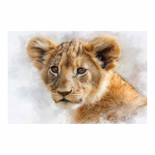 Toile de lion abstrait et lionceau marron82 pour exprimer la force de votre foyer 70x100
