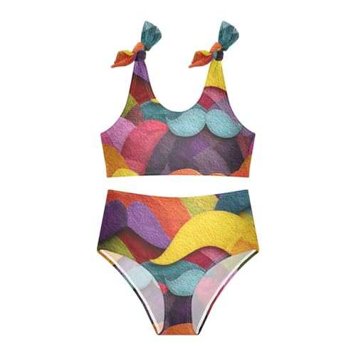 Art Decor Mustache Pattern Retro Happy Fathers Day Girls Two Piece Kids Bikini Set Beach Bathing Suit Swimwear3