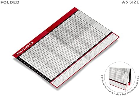 Wall Planner 2024 A3 Year Calendar Size (42 X 29.7cm) Academic Home Office Planning