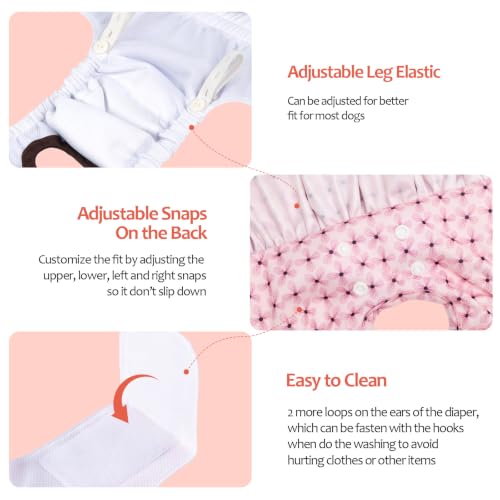 Image of CuteBone Female Dog Diapers with Skirts 3 Pack Reusable Puppy Dresses Pants for Heat Cycle Period QBD36XL