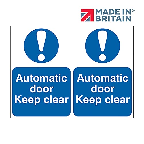 ‘Automatic Door Keep Clear’ Sign, Self-Adhesive Semi-Rigid PVC (150mm x ...