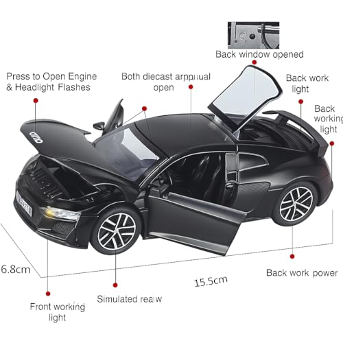 Image of 1:32 Scale Audi R8 Car Toy - Die-Cast Alloy Pull-Back Car for Kids, Boys & Collectors | Off-Road Racing Mini Vehicle, Random Color Gift Toy