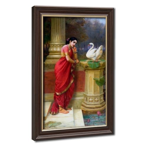 Toile Raja Ravi Varma Hamsa Damayanti, cadre suspendu déco bureau élégant