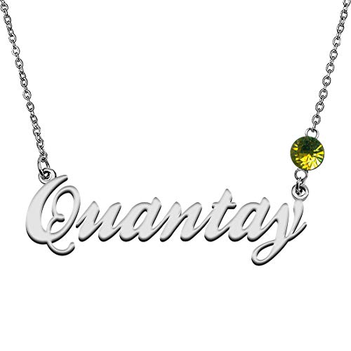GR859C Personalized Charm Name Necklace with Birthstone for Best Friends Quantay