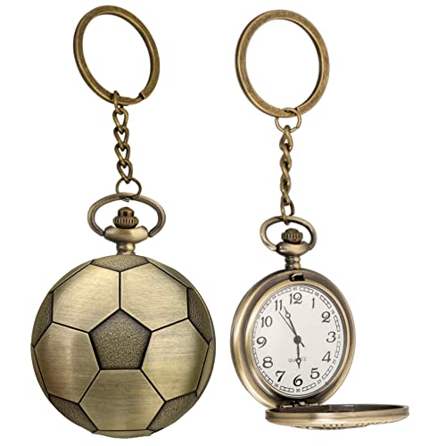 Seven-Square-Premium-Pocket-Watch-Football-Antique-Key-Chain-Vintage-Bronze-Analog-Pocket-Watch-Stainless-Steel-Metal-Car-Bike-Home-Keychain-with-Key-Ring-Anti-Rust-Gift-for-Men-Women