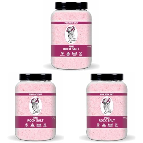 Image of Lunn Pink Rock Salt | 1.5 kg | Himalayan Sendha Namak | Rich in Natural Minerals | No Anti-Caking Agents | Vegan & Gluten-Free | Pure & Unprocessed (Pack of 3)