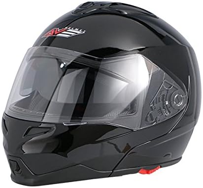 AVE A-20 Atom Modular Flip-Up Motorcycle Helmet and Drop Down Sun Visor (Black, Large)