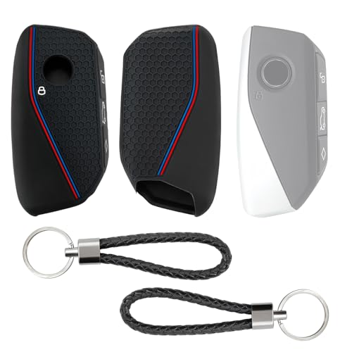 Schlüsselhülle für BMW Schlüssel Hülle - 2 Autoschlüssel Hülle Schlüsselschutz für BMW Key Cover Schutzhülle Schlüssel aus Silikon für X1/X5/X6/X7 Series Schlüsselhalter mit 2 Schlüsselanhänger